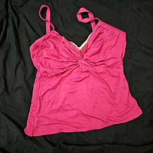 Miraclesuit Women's Love Knot Front Tankini Swim Top Pink Sz 12